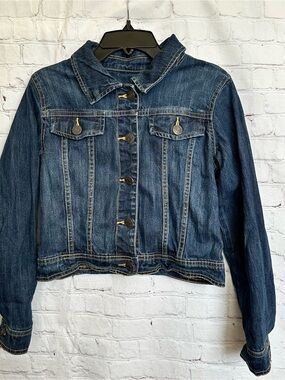 Cherokee Girls Size L 10-12 Denim Jean Jacket Dark Wash Blue